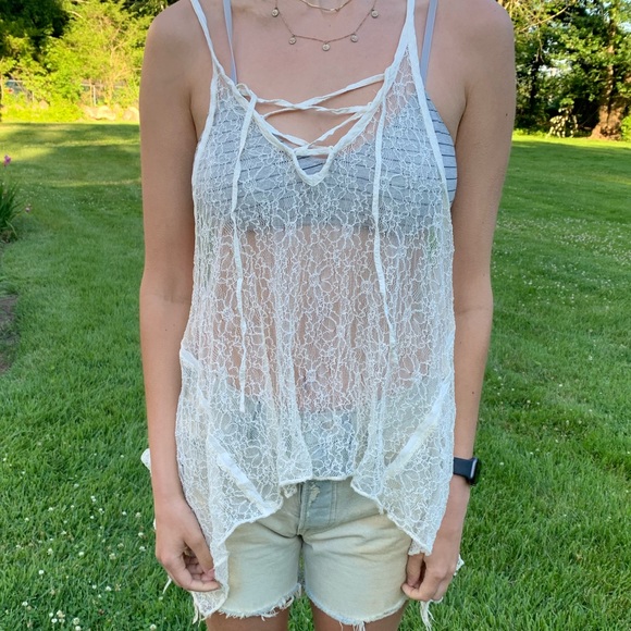 Sheer lace tank top - Picture 3 of 5